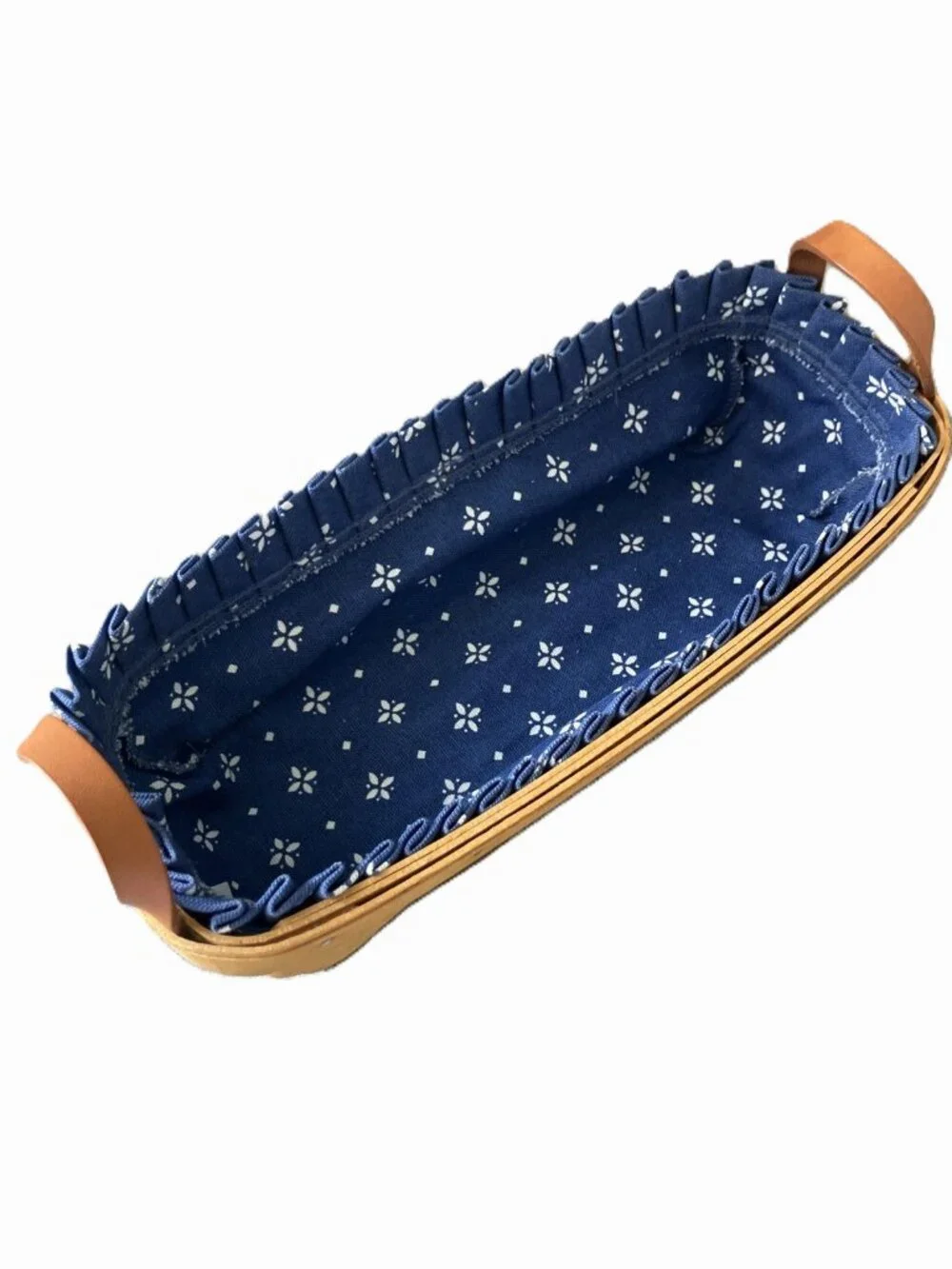 1997 Longaberger Cracker Basket with Classic Blue Liner and Handles